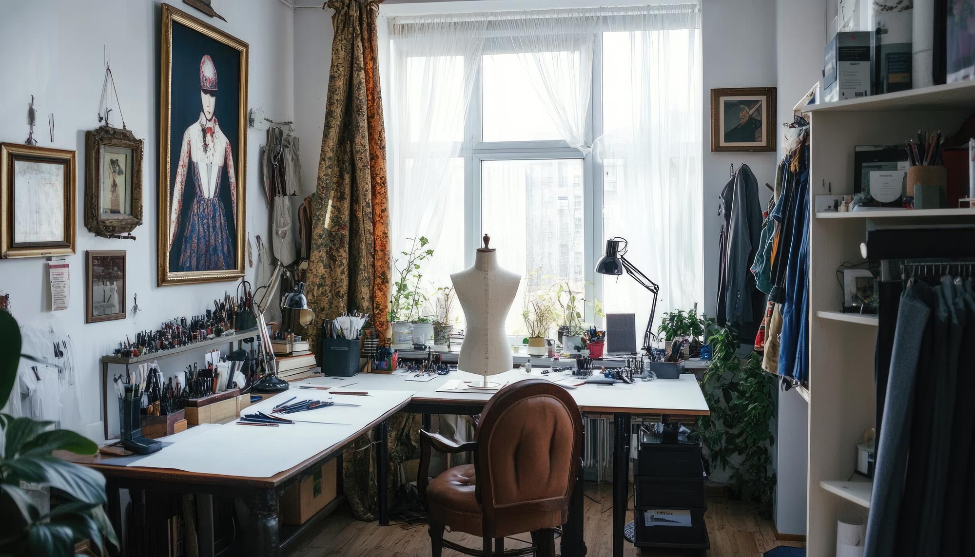 Studio entrance and workspace