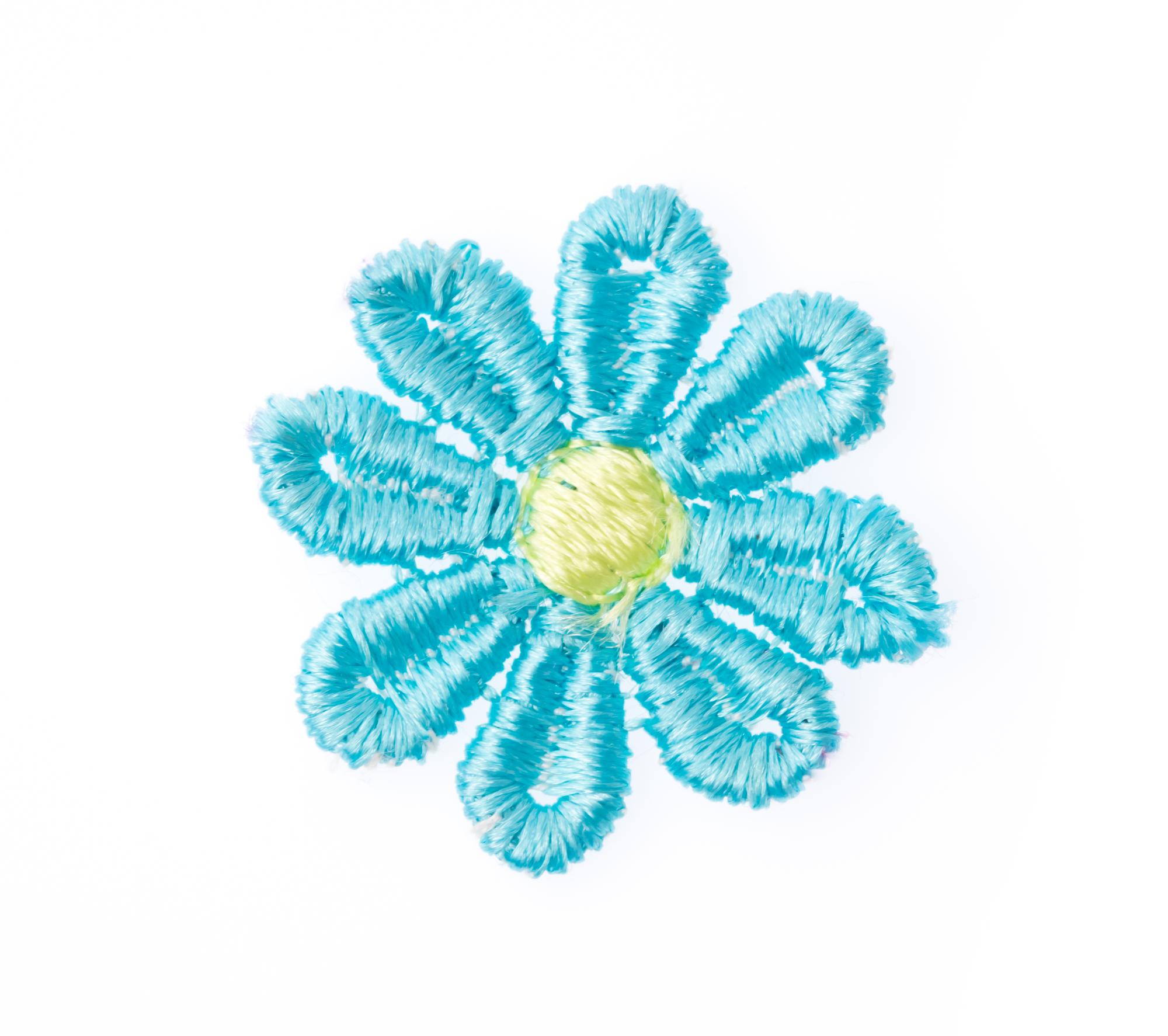 Close-up embroidered floral patch